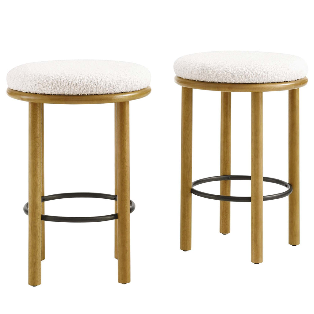 Modway Fable Boucle Fabric Counter Stools Set of 2  