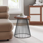 Modway Valeo Round Wood and Metal Side Table