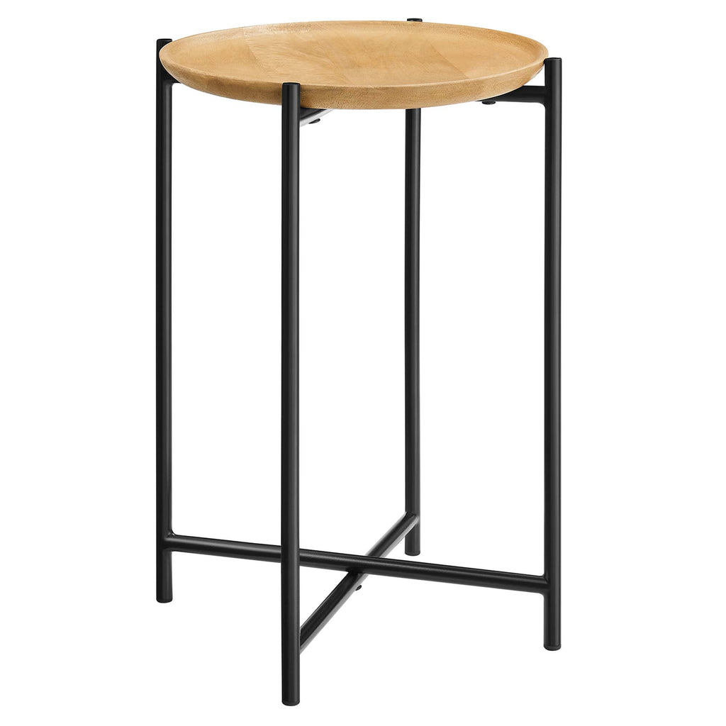 Modway Xilo Round Wood and Metal Side Table  