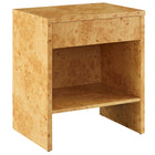 Modway Hudson 1-Drawer Burl Wood Nightstand With Shelf  