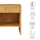 Modway Hudson 1-Drawer Burl Wood Nightstand With Shelf
