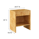 Modway Hudson 1-Drawer Burl Wood Nightstand With Shelf