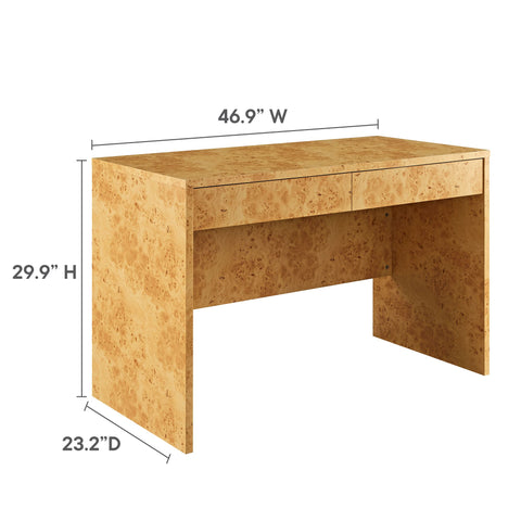 Modway Hudson 2-Drawer Burl Wood Desk  