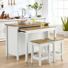 Modway Garland 3-Piece Kitchen Island and Stool Set