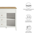 Modway Farmstead 3-Piece Kitchen Island and Stool Set