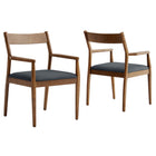 Modway Solara Vegan Leather Wood Dining Armchairs Set of 2  