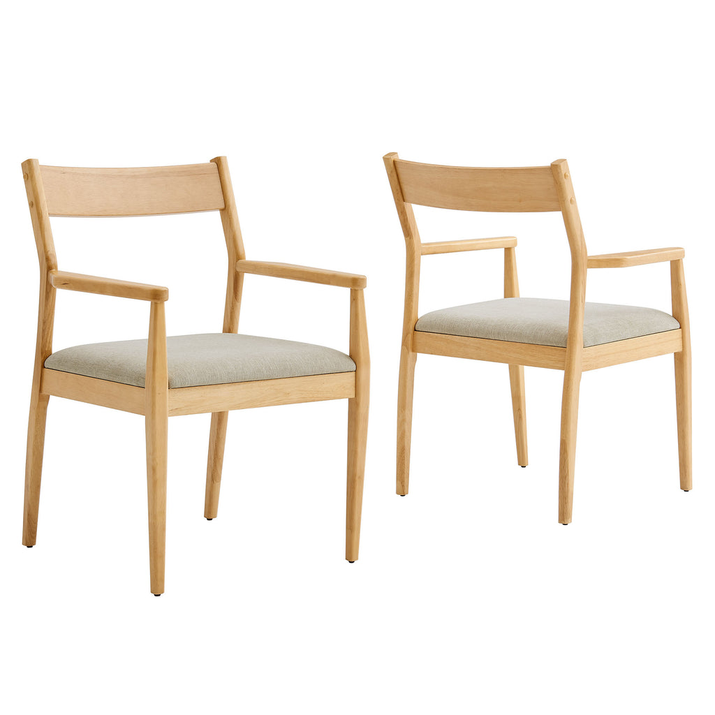 Modway Solara Fabric Wood Dining Armchairs Set of 2  