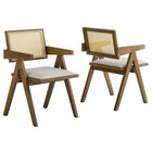 Modway Thera Vegan Leather Cane Dining Armchairs Set of 2  