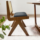 Modway Thera Vegan Leather and Cane Dining Side Chairs Set of 2