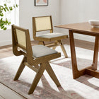 Modway Thera Vegan Leather and Cane Dining Side Chairs Set of 2
