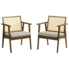 Modway Thera Vegan Leather and Cane Accent Armchairs Set of 2  