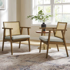 Modway Thera Vegan Leather and Cane Accent Armchairs Set of 2