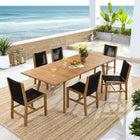 Modway Vienna 7-Piece Outdoor Patio Teak and Rope Dining Set with Armless Chairs