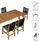 Modway Vienna 7-Piece Outdoor Patio Teak and Rope Dining Set with Armless Chairs