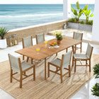 Modway Vienna 7-Piece Outdoor Patio Teak and Rope Dining Set with Armless Chairs