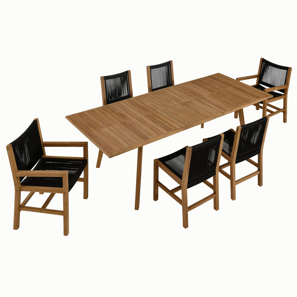 Modway Vienna 7-Piece Outdoor Patio Teak and Rope Dining Set  