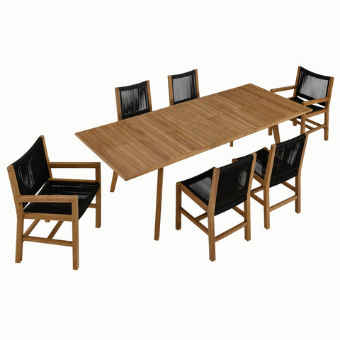 Modway Vienna 7-Piece Outdoor Patio Teak and Rope Dining Set  