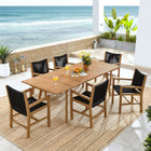 Modway Vienna 7-Piece Outdoor Patio Teak and Rope Dining Set with Armchairs