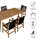 Modway Vienna 7-Piece Outdoor Patio Teak and Rope Dining Set with Armchairs