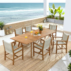 Modway Vienna 7-Piece Outdoor Patio Teak and Rope Dining Set with Armchairs