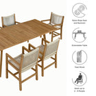 Modway Vienna 7-Piece Outdoor Patio Teak and Rope Dining Set with Armchairs