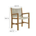 Modway Vienna 7-Piece Outdoor Patio Teak and Rope Dining Set with Armchairs