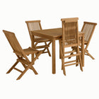 Modway Vienna 5-Piece Outdoor Patio Teak Wood Dining Set with Folding Chairs