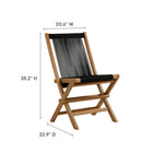 Modway Vienna 5-Piece Outdoor Patio Teak Wood Dining Set with Rope Folding Chairs