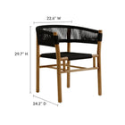 Modway Vienna 5-Piece Outdoor Patio Teak and Rope Dining Set with Curved-Back Armchairs