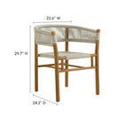 Modway Vienna 5-Piece Outdoor Patio Teak and Rope Dining Set with Curved-Back Armchairs