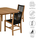 Modway Vienna 5-Piece Outdoor Patio Teak and Rope Dining Set with Armless Chairs