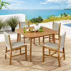 Modway Vienna 5-Piece Outdoor Patio Teak and Rope Dining Set with Armless Chairs