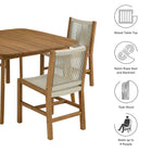 Modway Vienna 5-Piece Outdoor Patio Teak and Rope Dining Set with Armless Chairs
