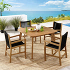 Modway Vienna 5-Piece Outdoor Patio Teak and Rope Dining Set with Armchairs