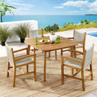 Modway Vienna 5-Piece Outdoor Patio Teak and Rope Dining Set with Armchairs