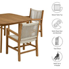 Modway Vienna 5-Piece Outdoor Patio Teak and Rope Dining Set with Armchairs