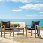 Modway Vienna 3-Piece Outdoor Patio Teak and Rope Armchairs with Folding Side Table