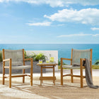 Modway Vienna 3-Piece Outdoor Patio Teak and Rope Armchairs with Folding Side Table