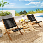 Modway Vienna 3-Piece Outdoor Patio Teak and Rope Folding Lounge Chairs and Side Table