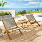 Modway Vienna 3-Piece Outdoor Patio Teak and Rope Folding Lounge Chairs and Side Table
