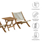 Modway Vienna 3-Piece Outdoor Patio Teak and Rope Folding Lounge Chairs and Side Table