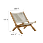 Modway Vienna 3-Piece Outdoor Patio Teak and Rope Folding Lounge Chairs and Side Table