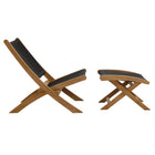 Modway Vienna 2-Piece Outdoor Patio Teak and Rope Folding Accent Lounge Chair and Ottoman Set