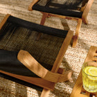 Modway Vienna 2-Piece Outdoor Patio Teak and Rope Folding Accent Lounge Chair and Ottoman Set