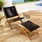 Modway Vienna 2-Piece Outdoor Patio Teak and Rope Folding Accent Lounge Chair and Ottoman Set