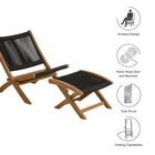 Modway Vienna 2-Piece Outdoor Patio Teak and Rope Folding Accent Lounge Chair and Ottoman Set