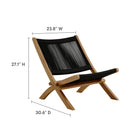 Modway Vienna 2-Piece Outdoor Patio Teak and Rope Folding Accent Lounge Chair and Ottoman Set