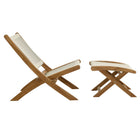 Modway Vienna 2-Piece Outdoor Patio Teak and Rope Folding Accent Lounge Chair and Ottoman Set