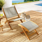 Modway Vienna 2-Piece Outdoor Patio Teak and Rope Folding Accent Lounge Chair and Ottoman Set