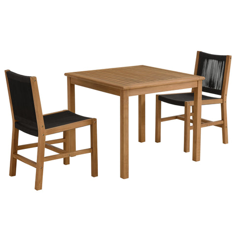 Modway Vienna 3-Piece Outdoor Patio Teak and Rope Dining Set with Armless Chiars  